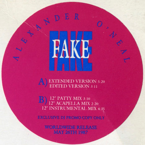 Alexander O'Neal : Fake (12", Promo, W/Lbl)