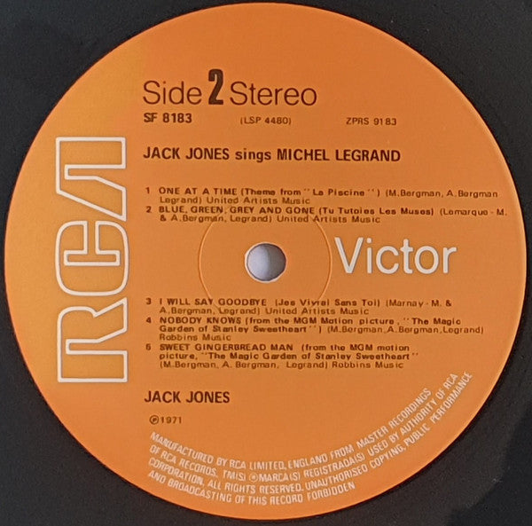 Jack Jones : Jack Jones Sings Michel Legrand (LP, Album)