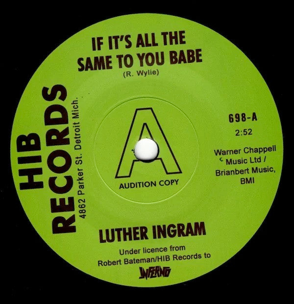 Luther Ingram : If It's All The Same To You Babe (7", Promo, RE, Aud)