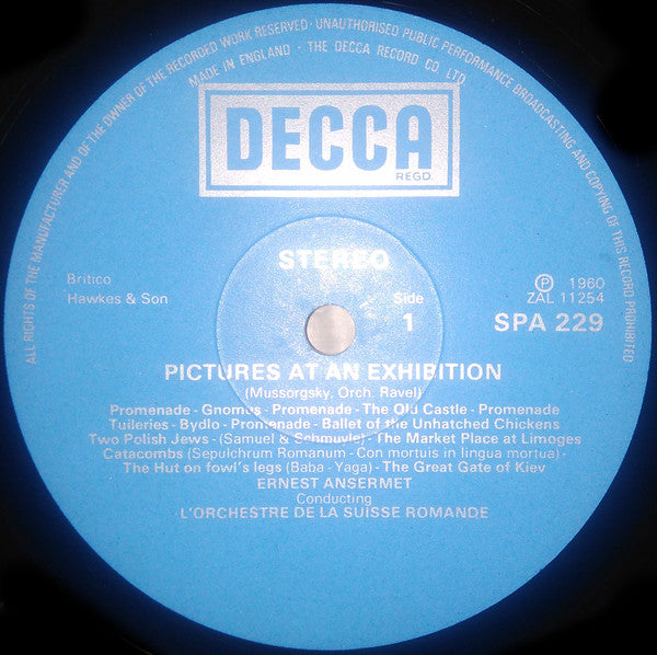 Modest Mussorgsky Orch. Maurice Ravel / Sergei Prokofiev, L'Orchestre De La Suisse Romande, Ernest Ansermet, Orchestre Du Conservatoire de Paris, Sir Adrian Boult : Pictures At An Exhibition / Lieutenant Kije / The Love Of Three Oranges (LP, Comp)