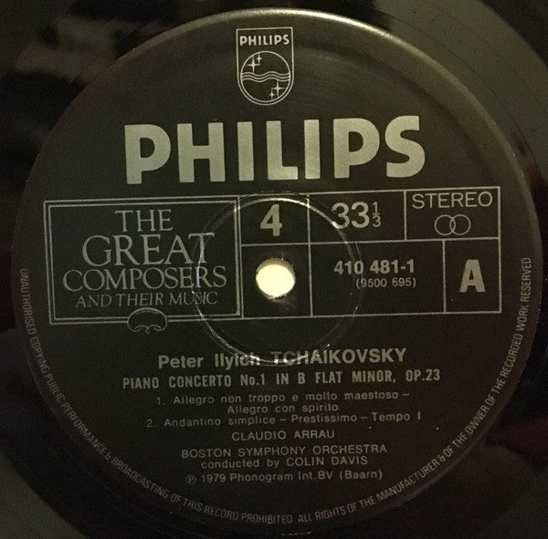 Pyotr Ilyich Tchaikovsky / Boston Symphony Orchestra, Sir Colin Davis, Claudio Arrau : Piano Concerto No.1 In B Flat Minor Opus 23 With 'Romeo And Juliet' Fantasy Overture (LP)