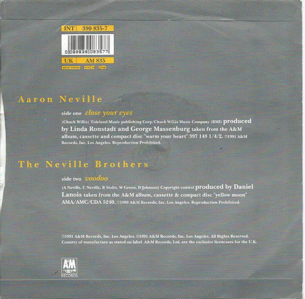 Aaron Neville : Close Your Eyes (7")