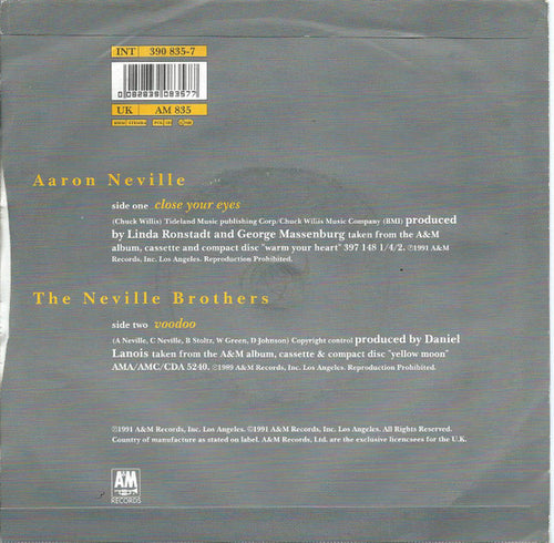 Aaron Neville : Close Your Eyes (7")