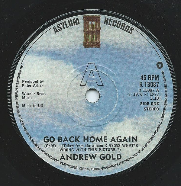 Andrew Gold : Go Back Home Again (7", Single)