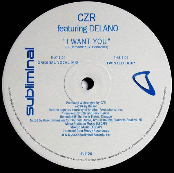 CZR Featuring Delano (2) : I Want You (12")