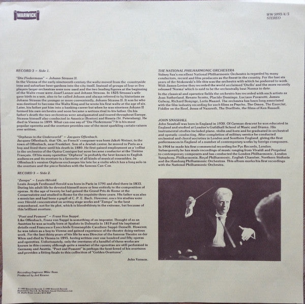 National Philharmonic Orchestra Conducted By John Snashall : Golden Overtures (3xLP + Box)