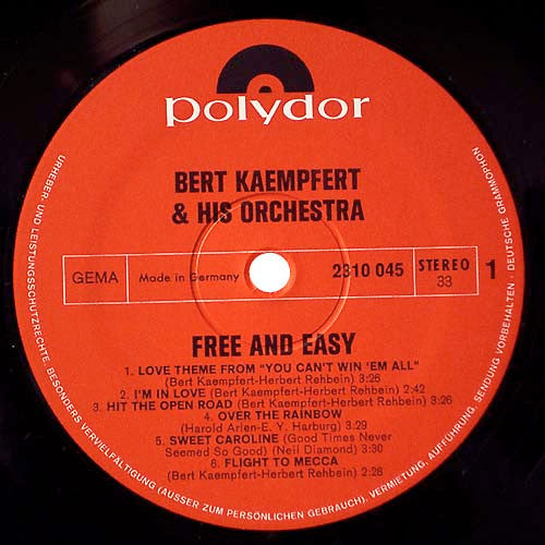 Bert Kaempfert & His Orchestra : Free And Easy (LP, Album)