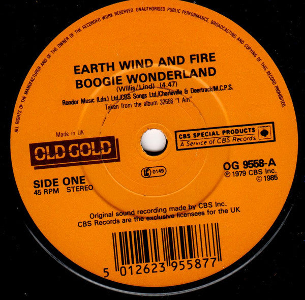 Earth Wind And Fire* : Boogie Wonderland / Let's Groove (7", Single)