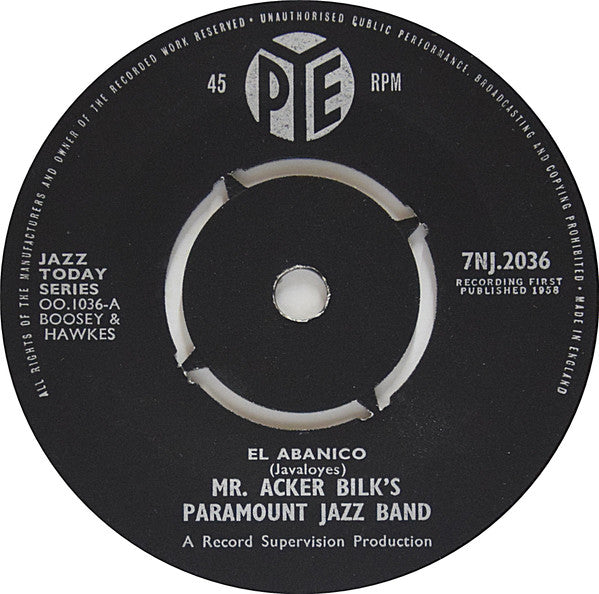 Acker Bilk And His Paramount Jazz Band : El Abanico / Carry Me Back (7", Single)