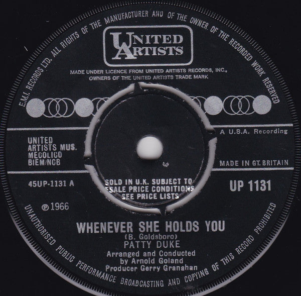 Patty Duke : Whenever She Holds You (7", Single)
