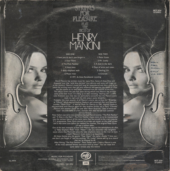 Strings For Pleasure : Strings For Pleasure Play The Best Of Henry Mancini (LP, Album)