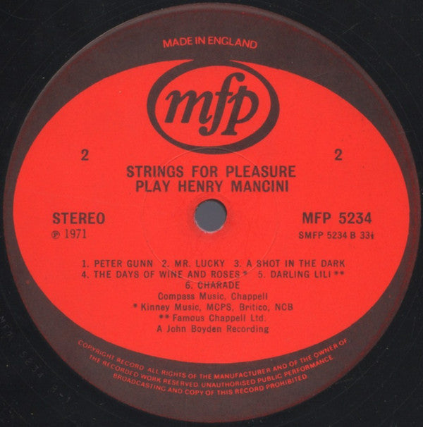 Strings For Pleasure : Strings For Pleasure Play The Best Of Henry Mancini (LP, Album)