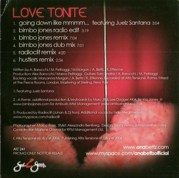 Ana Bettz : Love Tonite (CD, Single, Promo)