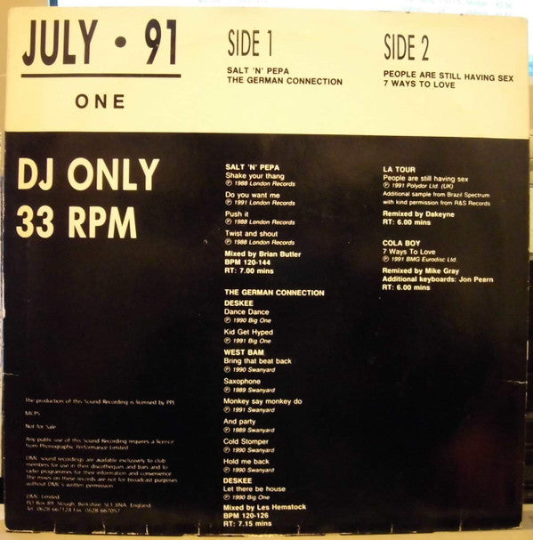 Various : July • 91 (One) (12", P/Mixed)
