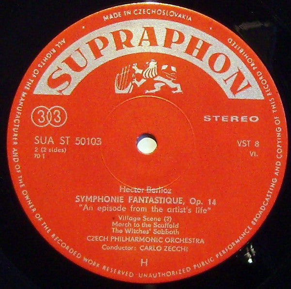 Hector Berlioz, The Czech Philharmonic Orchestra, Carlo Zecchi : Symphonie Fantastique (LP, RP)