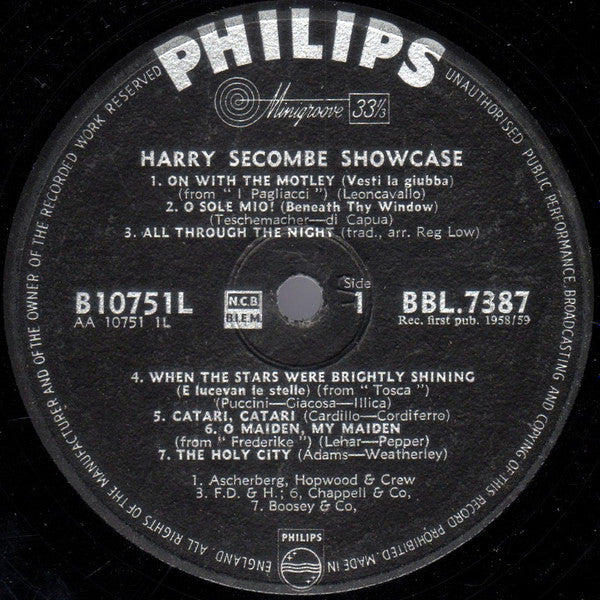 Harry Secombe : Harry Secombe Showcase (LP, Mono)