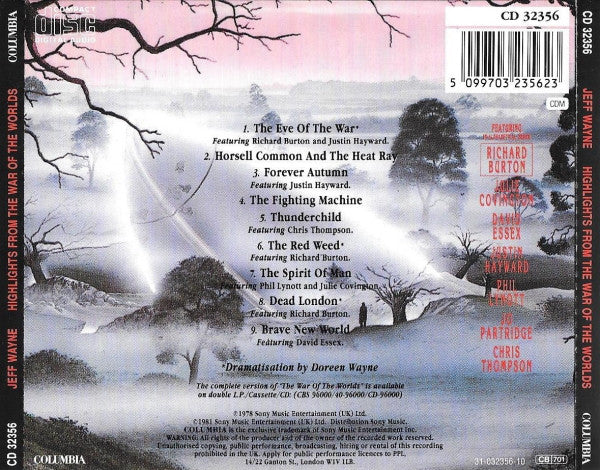 Jeff Wayne : Highlights From Jeff Wayne's Musical Version Of The War Of The Worlds (CD, Album, RE)
