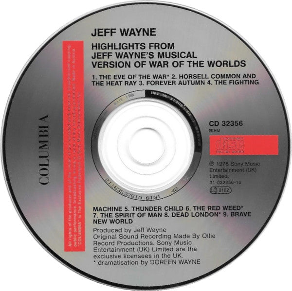 Jeff Wayne : Highlights From Jeff Wayne's Musical Version Of The War Of The Worlds (CD, Album, RE)