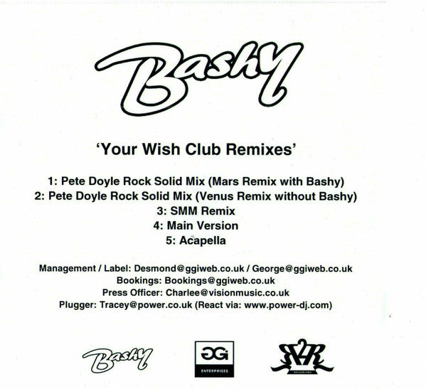 Bashy Featuring H-Boogie : Your Wish Is My Command - Radio / Club Remixes (CDr, Single, Promo)
