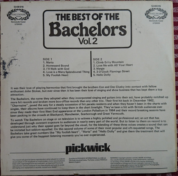 The Bachelors : The Best Of The Bachelors Vol.2 (LP, Comp)