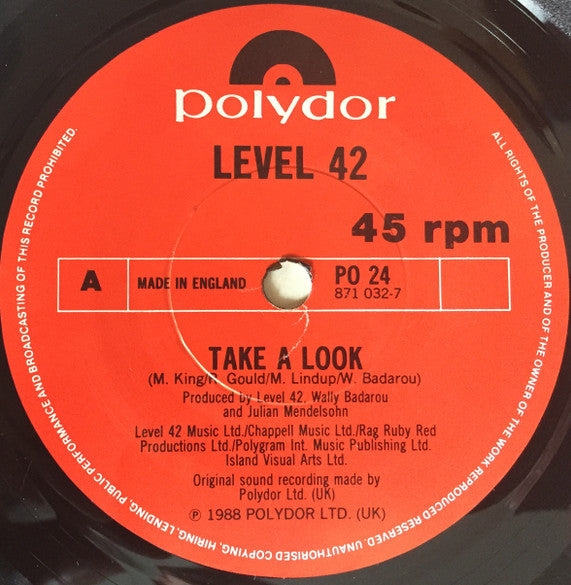 Level 42 : Take A Look (7", Single, Ltd)