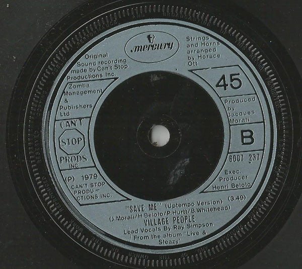 Village People : Sleazy / Save Me (Up Tempo) (7")