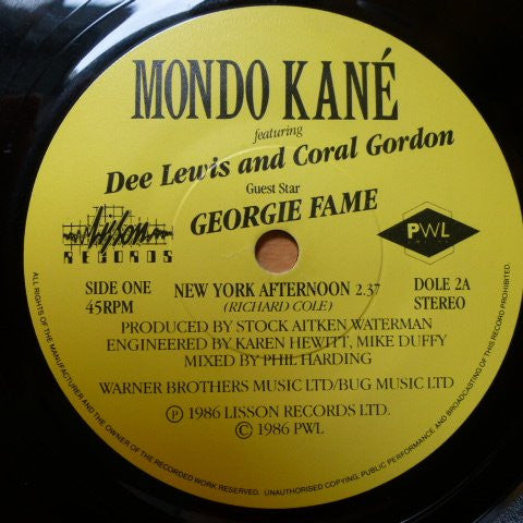 Mondo Kané  Featuring  Dee Lewis  And  Coral Gordon Guest Star Georgie Fame : New York Afternoon (7", Single)