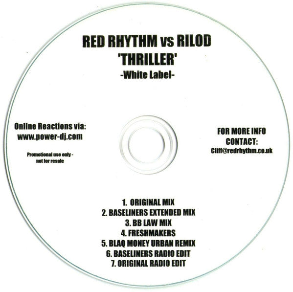 Red Rhythm vs Rilod : Thriller - White Label - (CDr, Single, Promo)