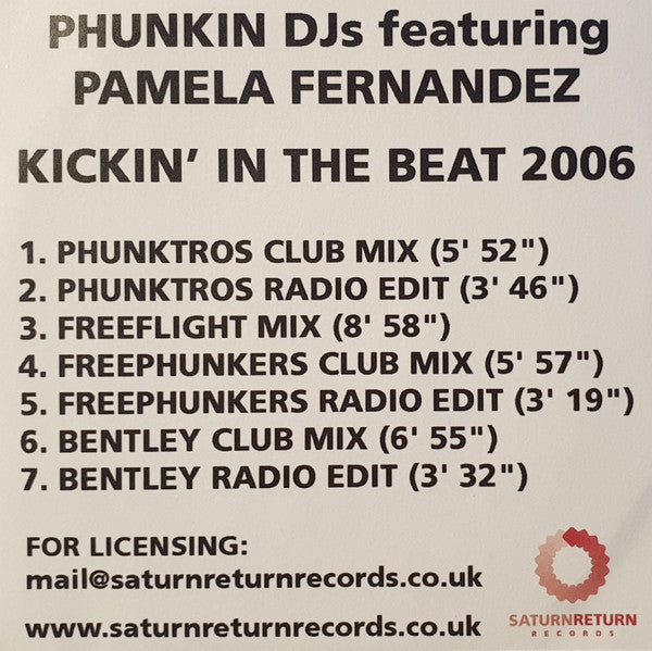 Phunkin DJs Featuring Pamela Fernandez : Kickin' In The Beat 2006 (CD, Promo)
