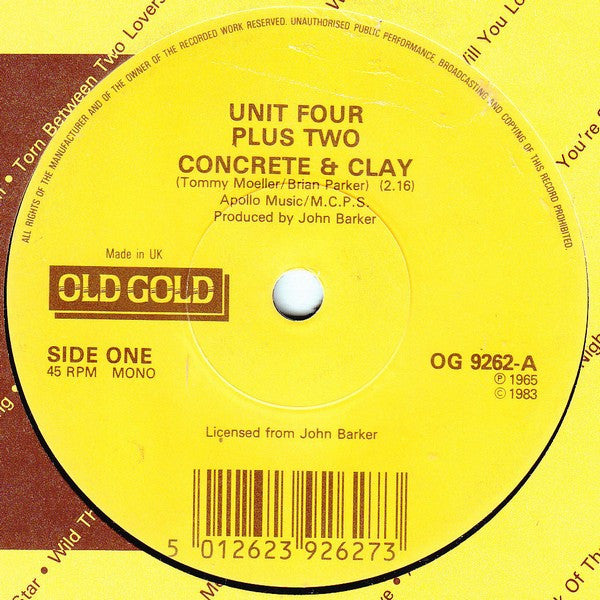 Unit Four Plus Two / Hedgehoppers Anonymous : Concrete & Clay  /  It's Good News Week (7", Mono, RP)