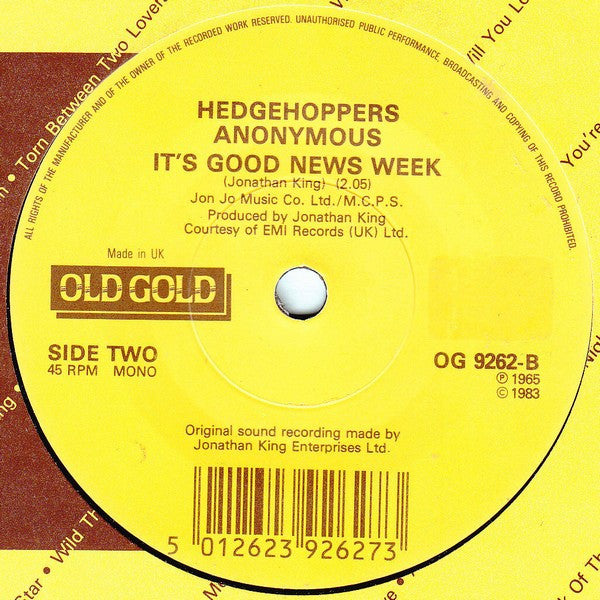 Unit Four Plus Two / Hedgehoppers Anonymous : Concrete & Clay  /  It's Good News Week (7", Mono, RP)