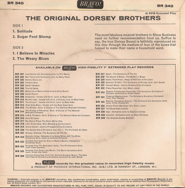 The Dorsey Brothers : The Original Dorsey Bros. (7", EP)