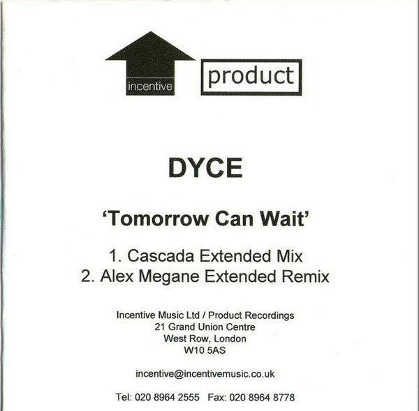 Dyce : Tomorrow Can Wait (CDr, Single, Promo)