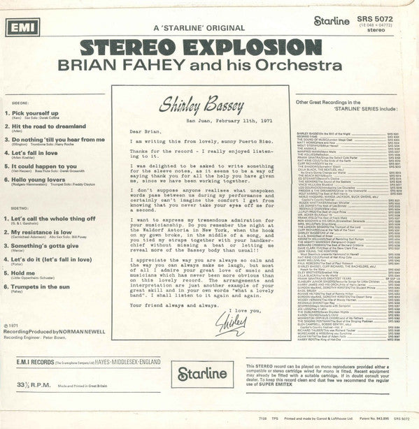 Brian Fahey And His Orchestra : Stereo Explosion (LP)