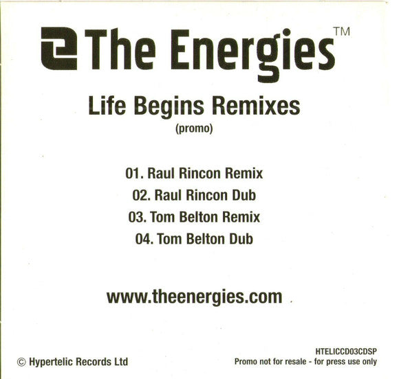 The Energies : Life Begins (CD, Single, Promo)