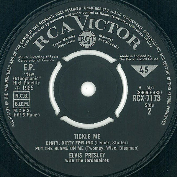 Elvis Presley With The Jordanaires : Tickle Me (7", EP, Mono)