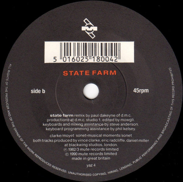 Yazoo : Situation (Remix) (7", Single, Dam)