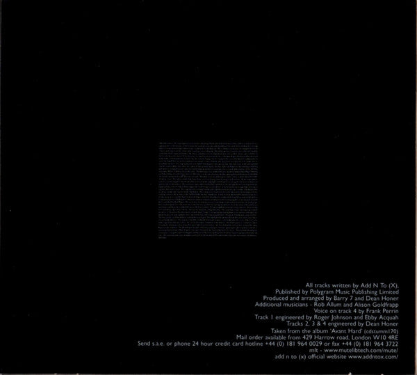 Add N To (X) : Revenge Of The Black Regent (CD, Single, Enh)