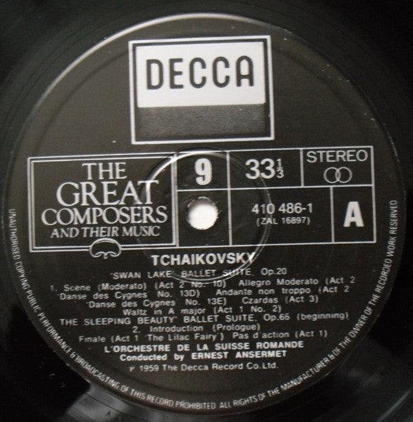 Pyotr Ilyich Tchaikovsky / L'Orchestre De La Suisse Romande, Ernest Ansermet : The Great Composers And Their Music - 9: Ballet Music (LP, Comp)