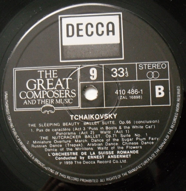Pyotr Ilyich Tchaikovsky / L'Orchestre De La Suisse Romande, Ernest Ansermet : The Great Composers And Their Music - 9: Ballet Music (LP, Comp)