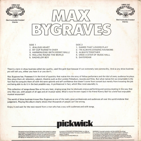 Max Bygraves : Max Bygraves (LP, Comp, RM)