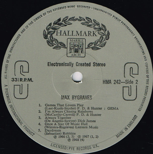 Max Bygraves : Max Bygraves (LP, Comp, RM)