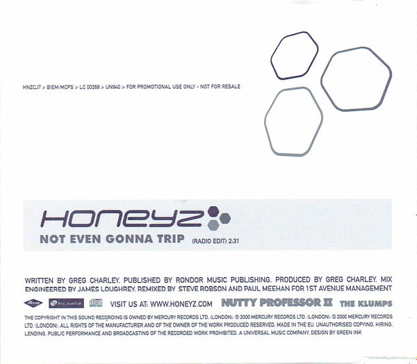 Honeyz : Not Even Gonna Trip (CD, Single, Promo)