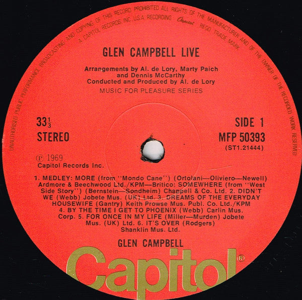 Glen Campbell : Live (LP, Album, RE)