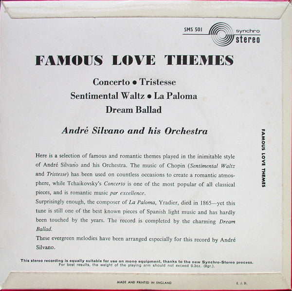 Andre Silvano And His Orchestra : Famous Love Themes (7")