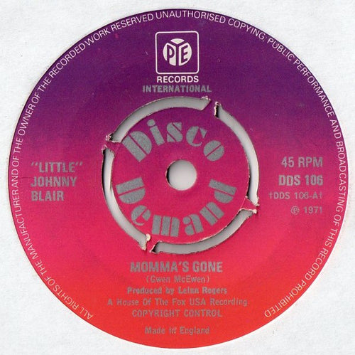 "Little" Johnny Blair* : Momma's Gone (7", RE)