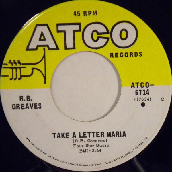 R.B. Greaves : Take A Letter Maria  (7", Single)
