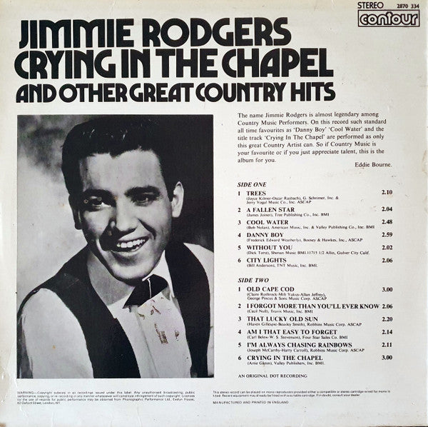 Jimmie Rodgers (2) : Crying In The Chapel And Other Great Country Hits (LP, RE)
