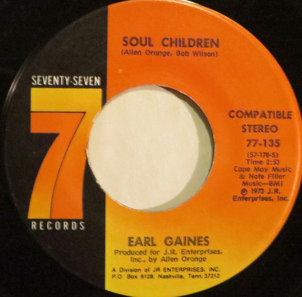 Earl Gaines : Soul Children / I Can't Face It (7")