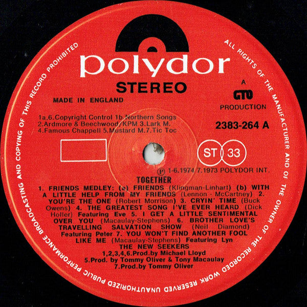 The New Seekers : Together (LP, Album)